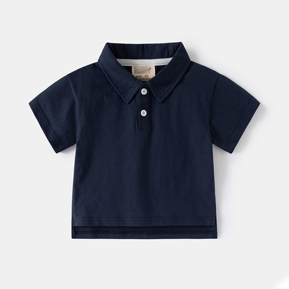 Polo Shirts for Boys Short Sleeve Lapel Collar Solid Color Tops Casual Comfortable Kids Polos Size 3-4Y