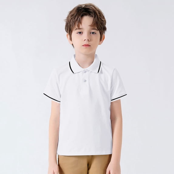 Polo Shirts for Boys Short Sleeve Lapel Collar Solid Color Tops Casual Stylish Everyday Wear Kids Polos Size 11-12Y