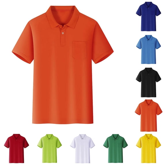 Polo Shirts for Boys Short Sleeve Lapel Collar Solid Color Tops with Pocket Summer Casual Comfortable Everyday Wear Kids Polos Size L
