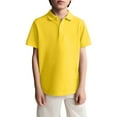 thumbnail image 1 of Boys School Uniform Short Sleeve Polo Shirt, Button Closure, Comfortable & Soft Pique Fabric Yellow Size 7-8, 1 of 4