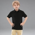 thumbnail image 1 of Polo Shirts for Boys Short Sleeves Black Button down Shirt Boys Casual Tops School Uniforms Boys 14-15 Years Clothes, 1 of 5
