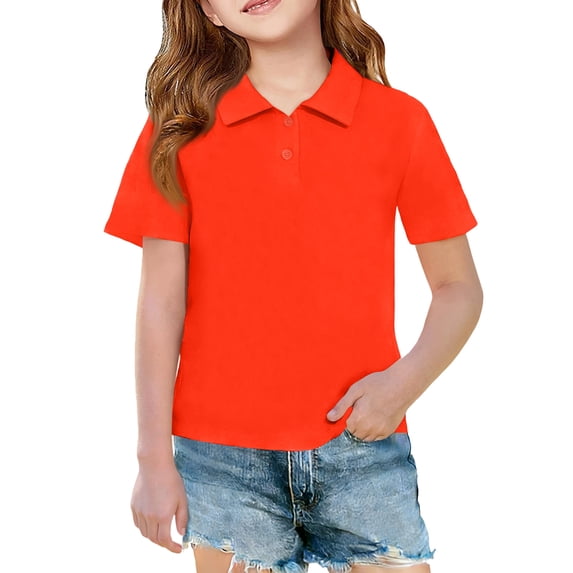Polo Shirts for Children Short Sleeve Collared Shirt Sun Protection 2 Buttons School Uniform Casual Summer Top for Unisex
