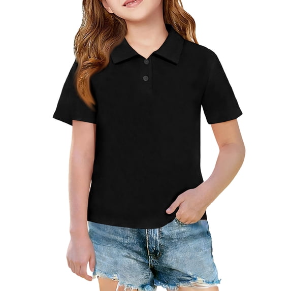 Polo Shirts for Children Short Sleeve Collared Shirt Sun Protection 2 Buttons School Uniform Casual Summer Top for Unisex