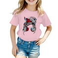 thumbnail image 1 of Polo Shirts for Girls 10-12 Girls Cute Graphic Print Round Neck Short Sleeve Tee Summer Casual T Shirt Z10-Pink, 130, 1 of 4