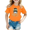thumbnail image 1 of Polo Shirts for Girls 10-12 Girls Cute Graphic Print Round Neck Short Sleeve Tee Summer Casual T Shirt Z3-Orange, 120, 1 of 4
