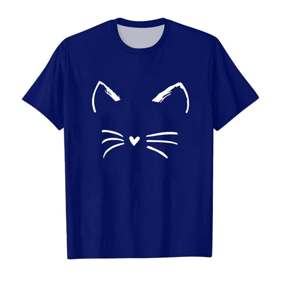 Polo Shirts for Girls 10-12 Toddler Boys Girls Prints Short Sleeve Cat Prints T Shirt Tops Clothes Dark Blue, 10-11 Years