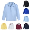 thumbnail image 1 of Polo Shirts for Kids School Uniform Relaxed Fit Back To School Long Sleeve Collared Shirts Solid Color Pullover for Boys & Girls Sky Blue 3-4 Years, 1 of 4