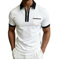 thumbnail image 1 of Polo Shirts for Men 1/4 Zipper Henley Color Block T Shirts Causal Summer Athletic Tees, 3XL, 1 of 4