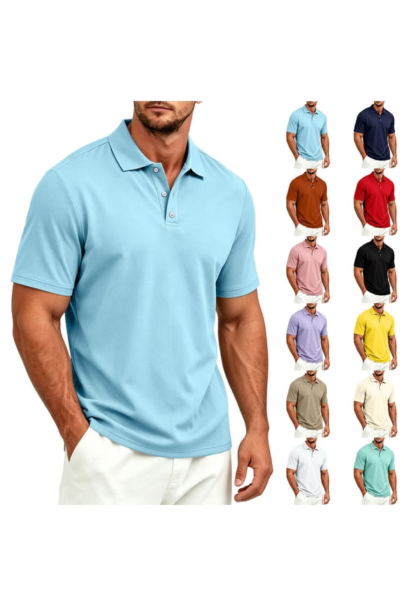 Polo Shirts for Men Big and Tall Short Sleeve Performance Moisture Wicking Classic Fit T Shirts