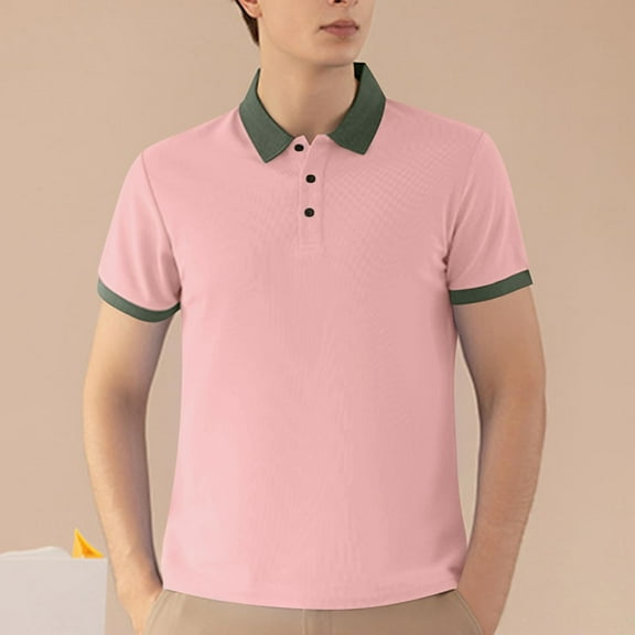 Polo Shirts for Men Business Casual Tops Summer Solid Breathable Tee Lightweight Short Sleeve Button Down Tshirt