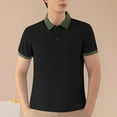 thumbnail image 1 of Polo Shirts for Men Business Casual Tops Summer Solid Breathable Tee Lightweight Short Sleeve Button Down Tshirt, 1 of 5