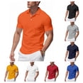 thumbnail image 1 of Polo Shirts for Men Casual Short Sleeve Cotton Pique Buttons down Golf Shirts Quick Dry Classic Fit Performance solid T-Shirt Saffron XL, 1 of 9