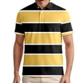 thumbnail image 1 of Polo Shirts for Men Casual Short Sleeve Striped Buckle Lapel Breathable Pullover Tops Loose T Shirts for Man Yellow XL, 1 of 5