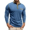 thumbnail image 1 of Polo Shirts for Men Casual Solid Collared Classic Long Sleeve Top Mens Loose Blouses, 1 of 7