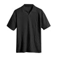thumbnail image 1 of Polo Shirts for Men Casual Solid Color Henry Lapel Breezy Short Sleeve Breathable Tops Loose T Shirts for Man Black L, 1 of 9