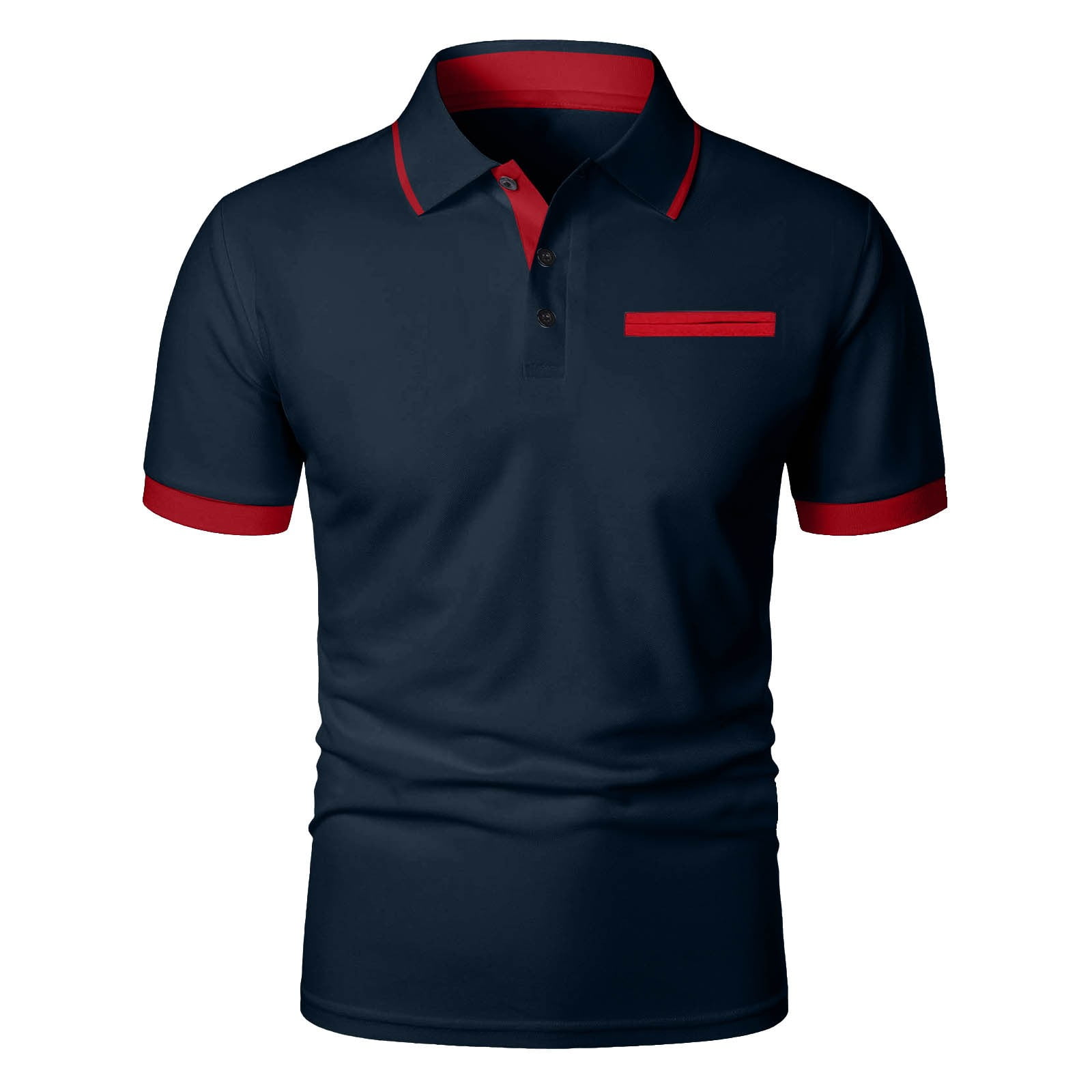 Polo Shirts for Men Casual With False Pockets On The Chest Roll Neck ...
