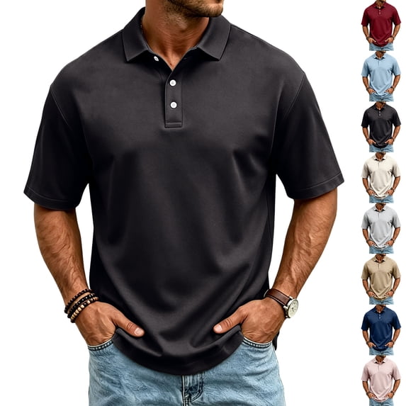 Polo Shirts for Men Classic Fit Short Sleeve Moisture Wicking Casual Collar Work Tops