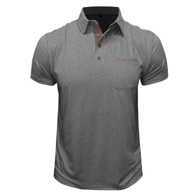 Polo Shirts for Men Classic Short Sleeve Lightweight Button Cotton ...