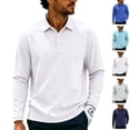 thumbnail image 1 of Polo Shirts for Men Cotton Breathable Sun Protection Long Sleeve Golf Collared Shirt for Casual Work Travel, 3 Buttons, 1 of 5