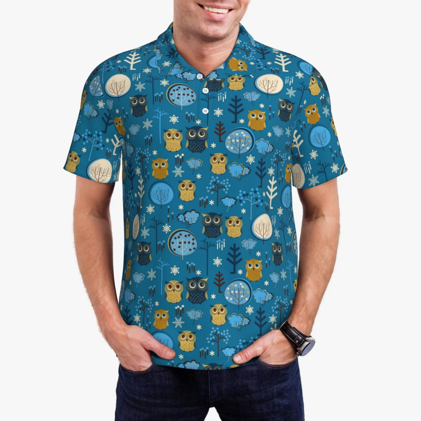 Davis Short Sleeve Pocket Polo - Tiny Trees On White main image 1
