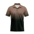 thumbnail image 1 of Polo Shirts for Men Gradient Color Lapel Short Sleeved Top Loose Large Size Casual Sports Golf Shirts for Men Coffee L, 1 of 2