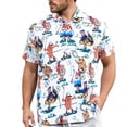 thumbnail image 1 of Polo Shirts for Men Hot Dog Print Button Up Collar Summer Lapel Retro Short Sleeve Graphic Golf Blue T Shirts for Man, 1 of 7