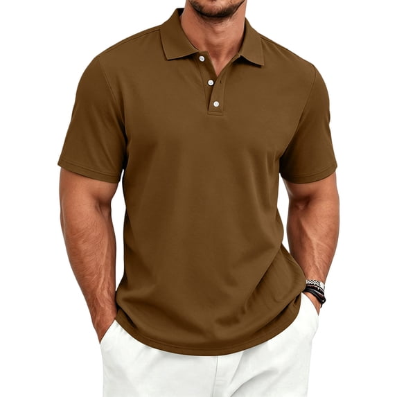 Polo Shirts for Men Lightweight Short Sleeve Button Collar Casual Golf Tee