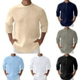 thumbnail image 1 of Polo Shirts for Men Loose Stand Collar Pullover 3/4 Sleeve T Shirt Buttons Summer Casual Lightweight Streetwear Business Mens Polo Shirts Khaki XXL, 1 of 10