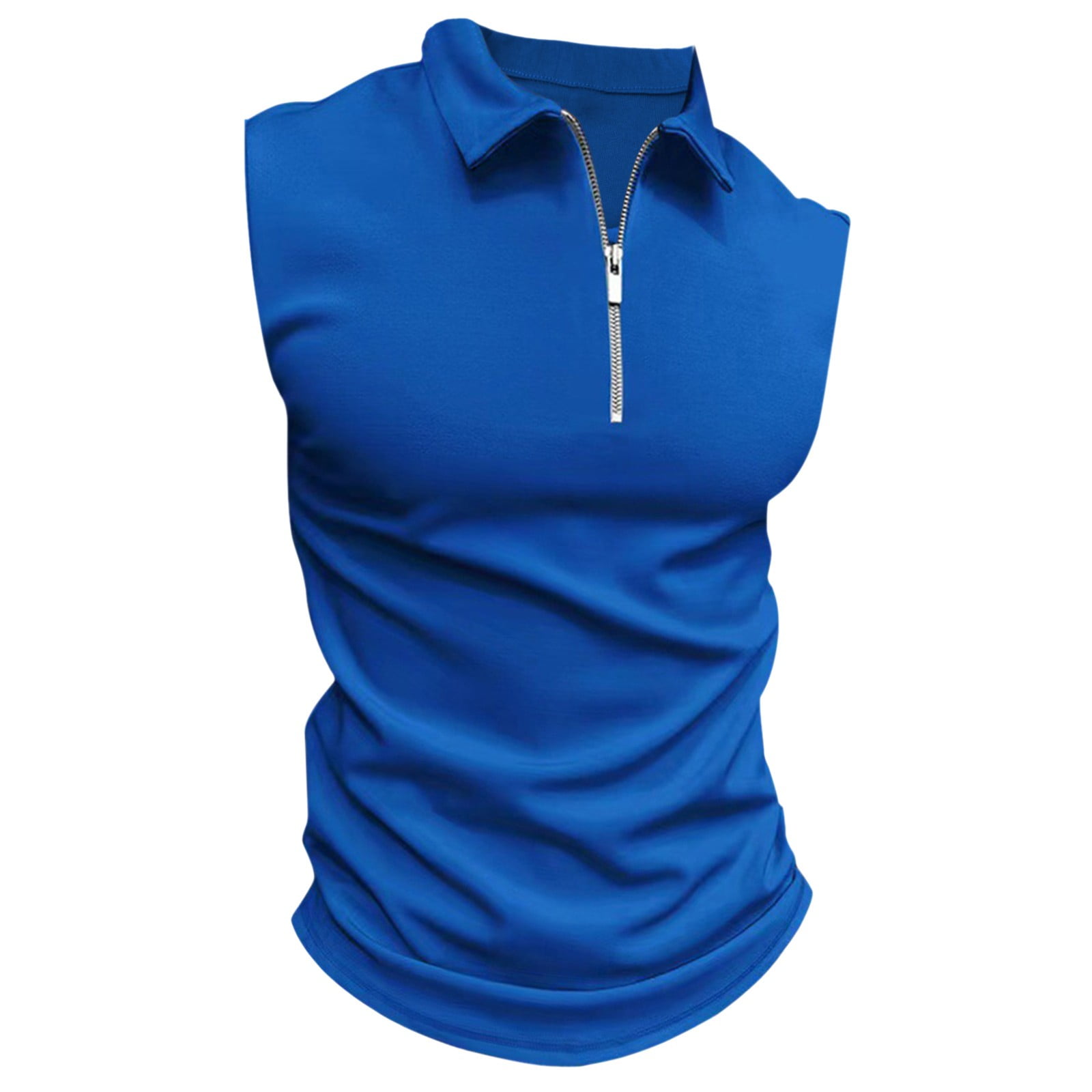 Polo Shirts for Men, Men's Casual Solid Color Sleeveless Lapel T Shirt