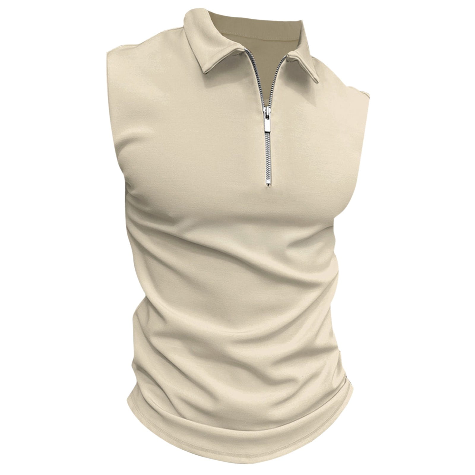 Polo Shirts for Men, Men's Casual Solid Color Sleeveless Lapel T Shirt