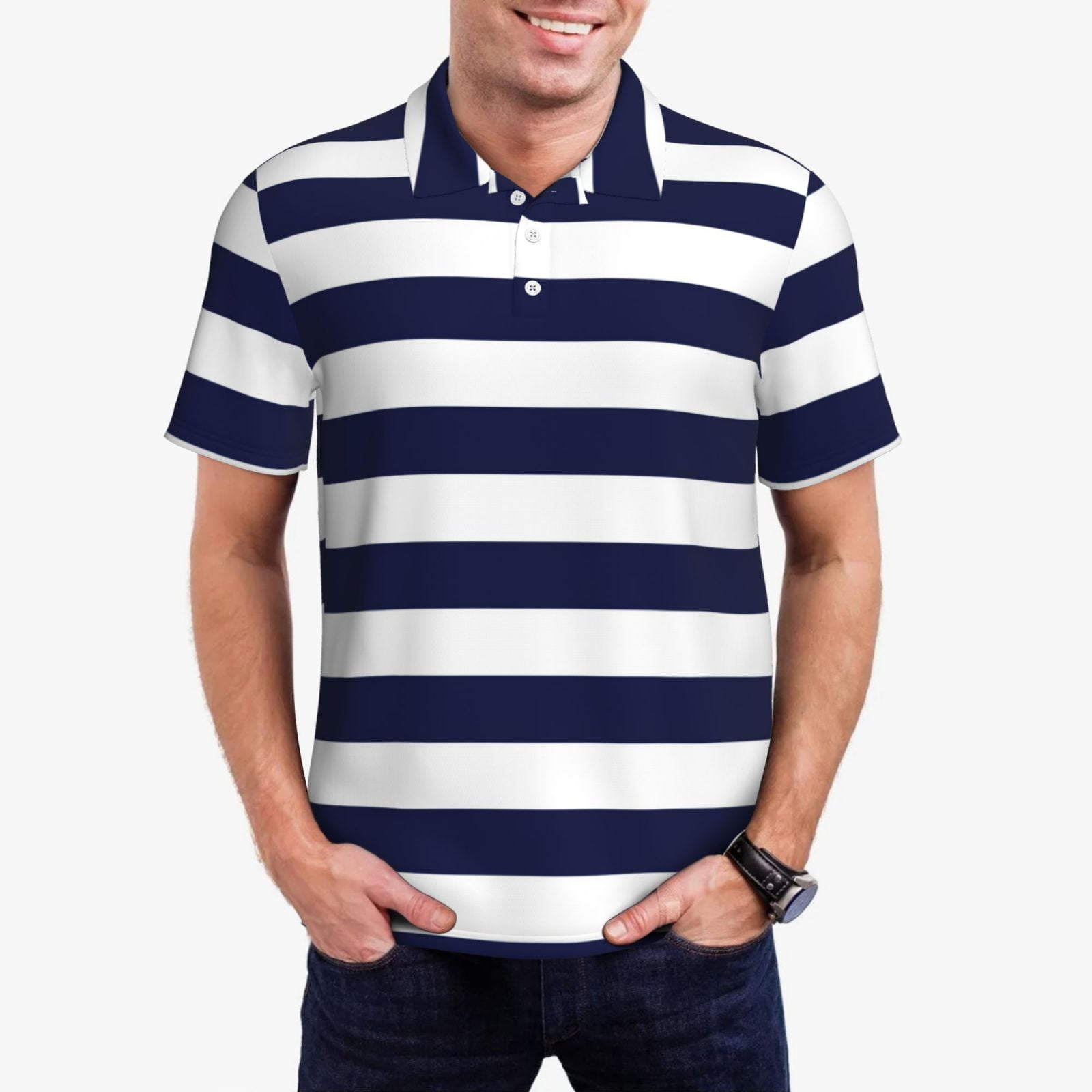 BRIEFING GOLF PANEL STRIPE POLO（NAVY／ M） BRIEFING GOLF PANEL STRIPE POLO（NAVY／ M） S/S Shirts