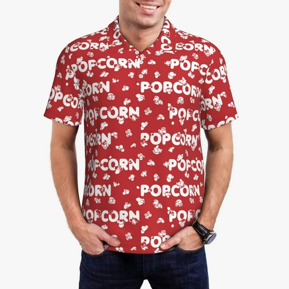 Polo Shirts for Men, Popcorn2 Cuteness Casual Mens Polo Shirts Short Sleeve Button Down Classic Mens Golf Polo Shirts