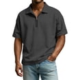 thumbnail image 1 of Polo Shirts for Men Quarter Zip Casual Shirts Short Sleeve Moisture Wicking Golf Polo Collared Shirts Black 2XL, 1 of 9