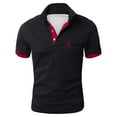 thumbnail image 1 of Polo Shirts for Men Regular Golf Deer Printed Loose Business Tops Short Sleeved Button Up Collared Casual Mens Dress Shirts Red M, 1 of 3