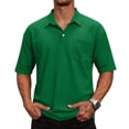 thumbnail image 1 of Polo Shirts for Men Short Sleeve Collared Golf Shirt Work Performance Athletic Polos with Pocket Dark Green 3XL, 1 of 7