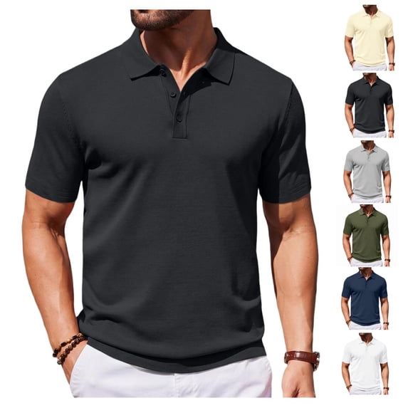 Polo Shirts for Men Short Sleeve Dry Fit Performance Golf Polos 3 Buttons Casual Notch Collared Shirt Men