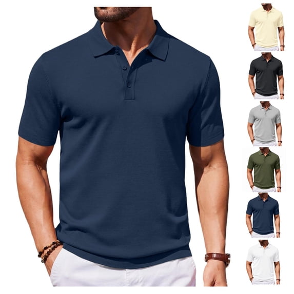 Polo Shirts for Men Short Sleeve Dry Fit Performance Golf Polos 3 Buttons Casual Notch Collared Shirt Men