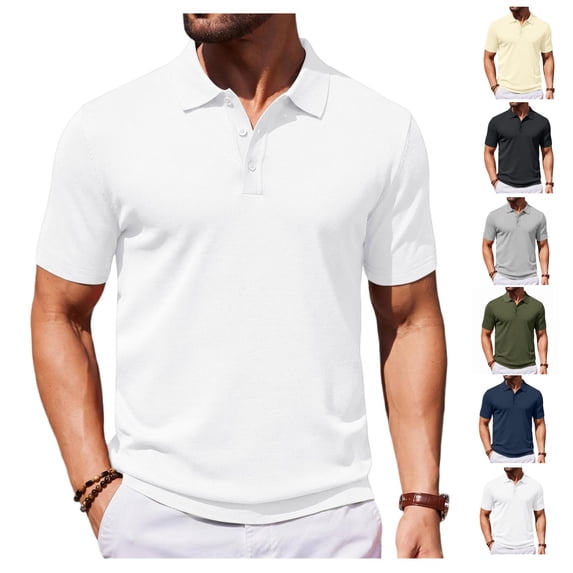 Polo Shirts for Men Short Sleeve Dry Fit Performance Golf Polos 3 Buttons Casual Notch Collared Shirt Men