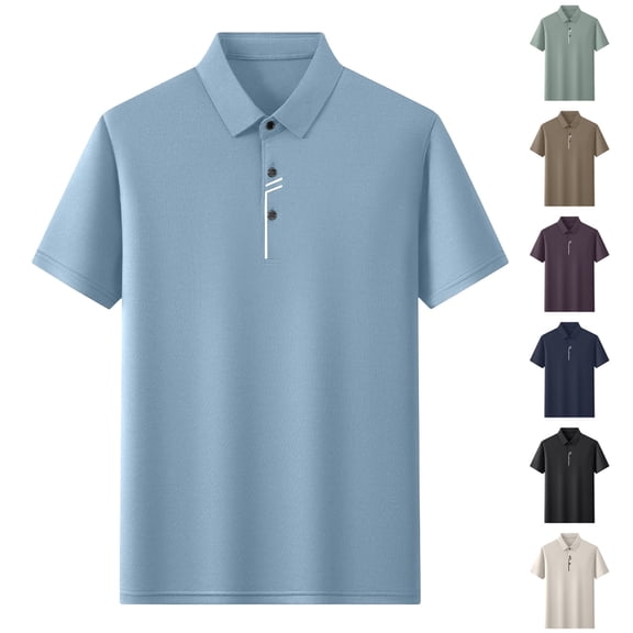 Polo Shirts for Men Short Sleeve Quick Dry Performance Golf Tennis Active Collared Shirts, UPF 50+ Sun Protection Big and Tall Size M-4XL Sky Blue