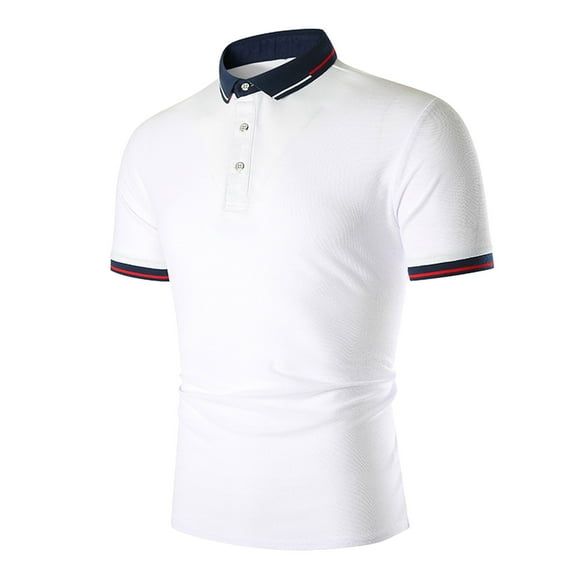 Polo Shirts for Men Short Sleeve Tops White M