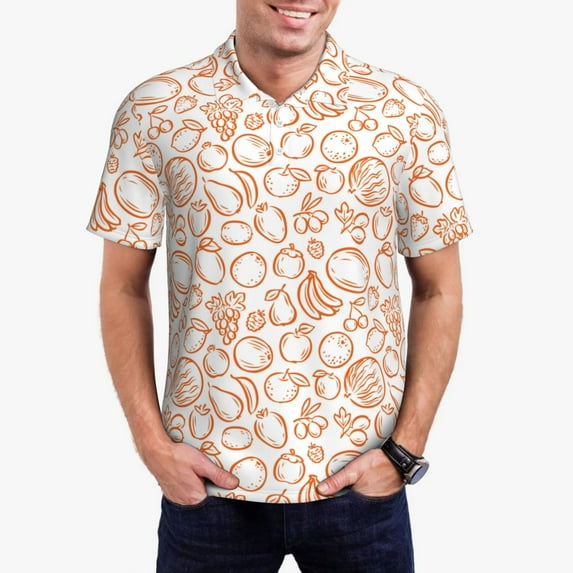 Polo Shirts for Men, Simple fruit Cuteness Casual Mens Polo Shirts Short Sleeve Button Down Classic Mens Golf Polo Shirts