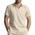 thumbnail image 1 of Polo Shirts for Men Solid Color Loose Fit Button Down Collar Short Sleeve Tops Summer Comfortable Basic Mens T-Shirts, 1 of 9