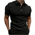 thumbnail image 1 of Polo Shirts for Men Solid Short Sleeve Casual Golf Tees Quarter Button Pull-On Casual Summer Tops Vacation Relaxed Fitted Short Sleeve Shirts, 1 of 6