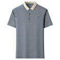 thumbnail image 1 of Polo Shirts for Men Summer Classic Short Sleeve Button Collared Striped Tops Thin Breathable Casual Mens Shirts, 1 of 7
