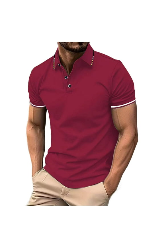 Polo Shirts for Men Summer Simple Solid Quarter Button Golf Tees Tops Business Casual Vacation Slim Fit Lapel T-Shirts