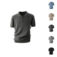 thumbnail image 1 of Polo Shirts for Men Summer Solid Casual Cable Knit Collared Short Sleeve Dress Shirts, 1 of 4