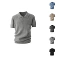 thumbnail image 1 of Polo Shirts for Men Summer Solid Casual Cable Knit Collared Short Sleeve Dress Shirts, 1 of 4