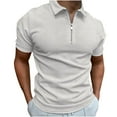 thumbnail image 1 of Polo Shirts for Men Waffle Texture Short Sleeve Pull-On Golf Tees Tops Business Casual Lightweight Quarter Zip T-Shirts, 1 of 5