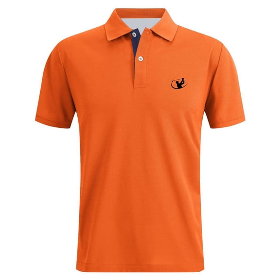 Polo Shirts for Men Work Business Slim Fit Short Sleeve Golf Casual Tops Button Up Collared Performance Moisture Wicking Mens Shirts Orange S