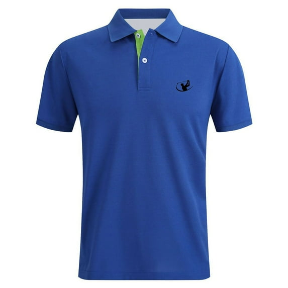 Polo Shirts for Men Work Business Slim Fit Short Sleeve Golf Casual Tops Button Up Collared Performance Moisture Wicking T Shirts for Man Blue L